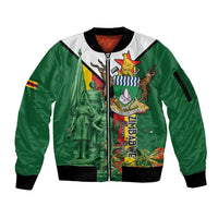 Personalized Zimbabwe Heroes' Day Sleeve Zip Bomber Jacket Liberation War Memorial Monument - Wonder Print Shop