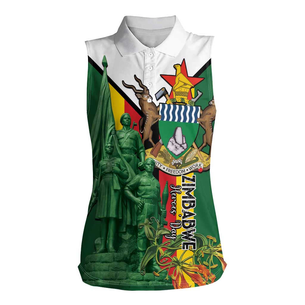 Personalized Zimbabwe Heroes' Day Women Sleeveless Polo Shirt Liberation War Memorial Monument - Wonder Print Shop