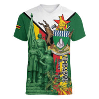 Personalized Zimbabwe Heroes' Day Women V-Neck T-Shirt Liberation War Memorial Monument - Wonder Print Shop