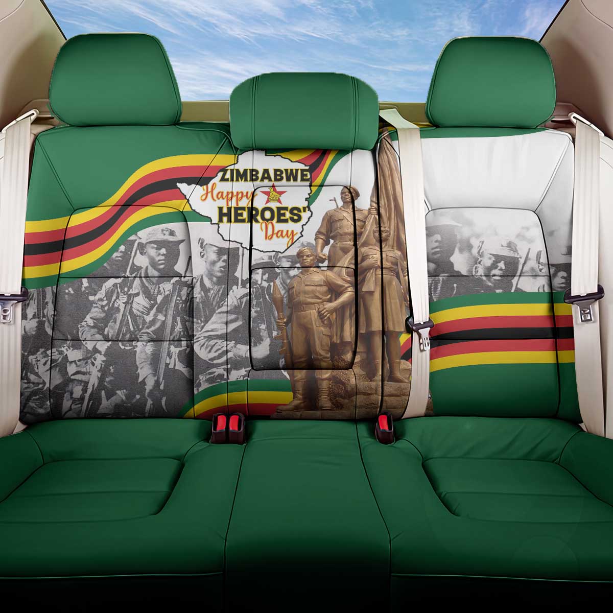 Happy Heroes Day Zimbabwe Back Car Seat Cover Lest We Forget - Wonder Print Shop