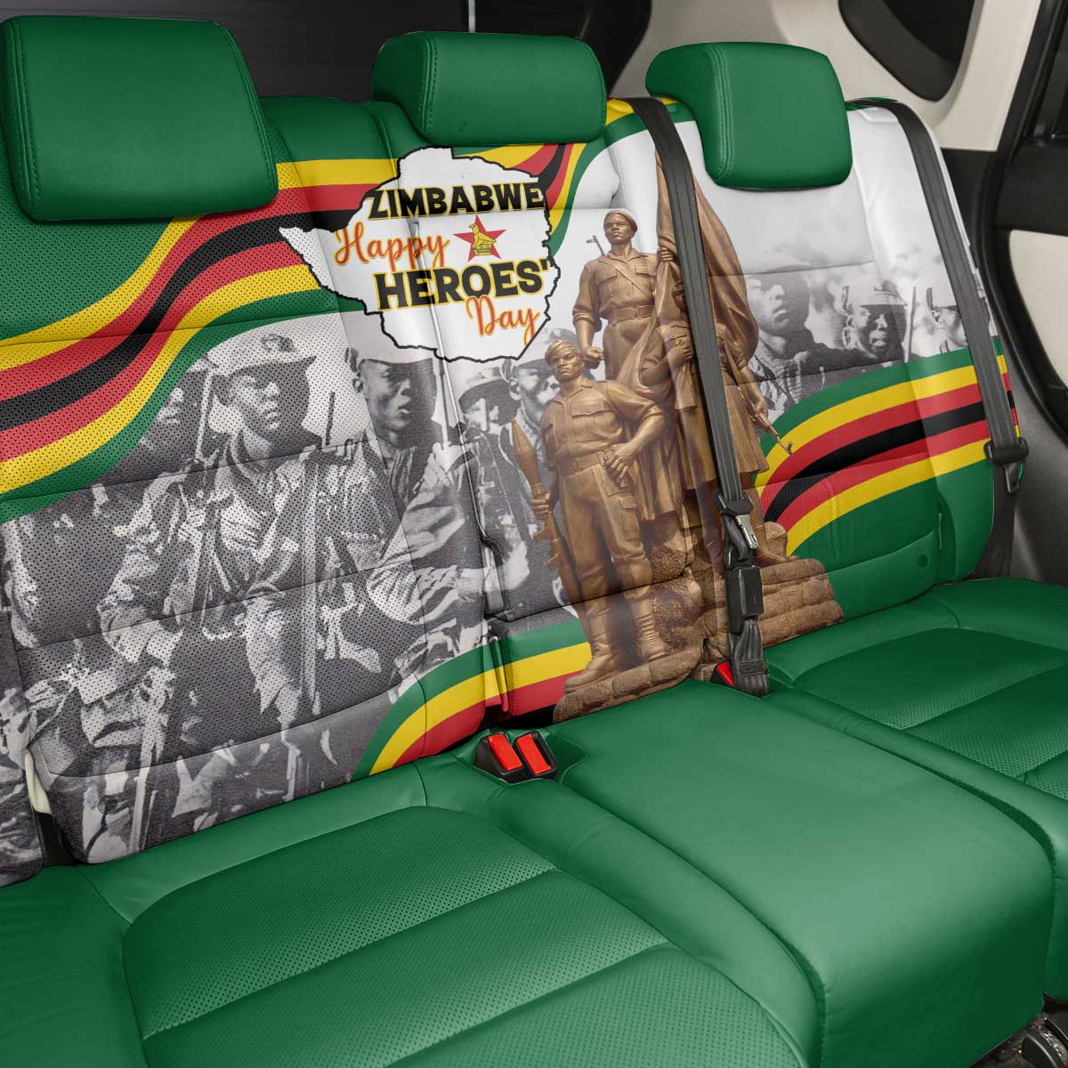 Happy Heroes Day Zimbabwe Back Car Seat Cover Lest We Forget - Wonder Print Shop