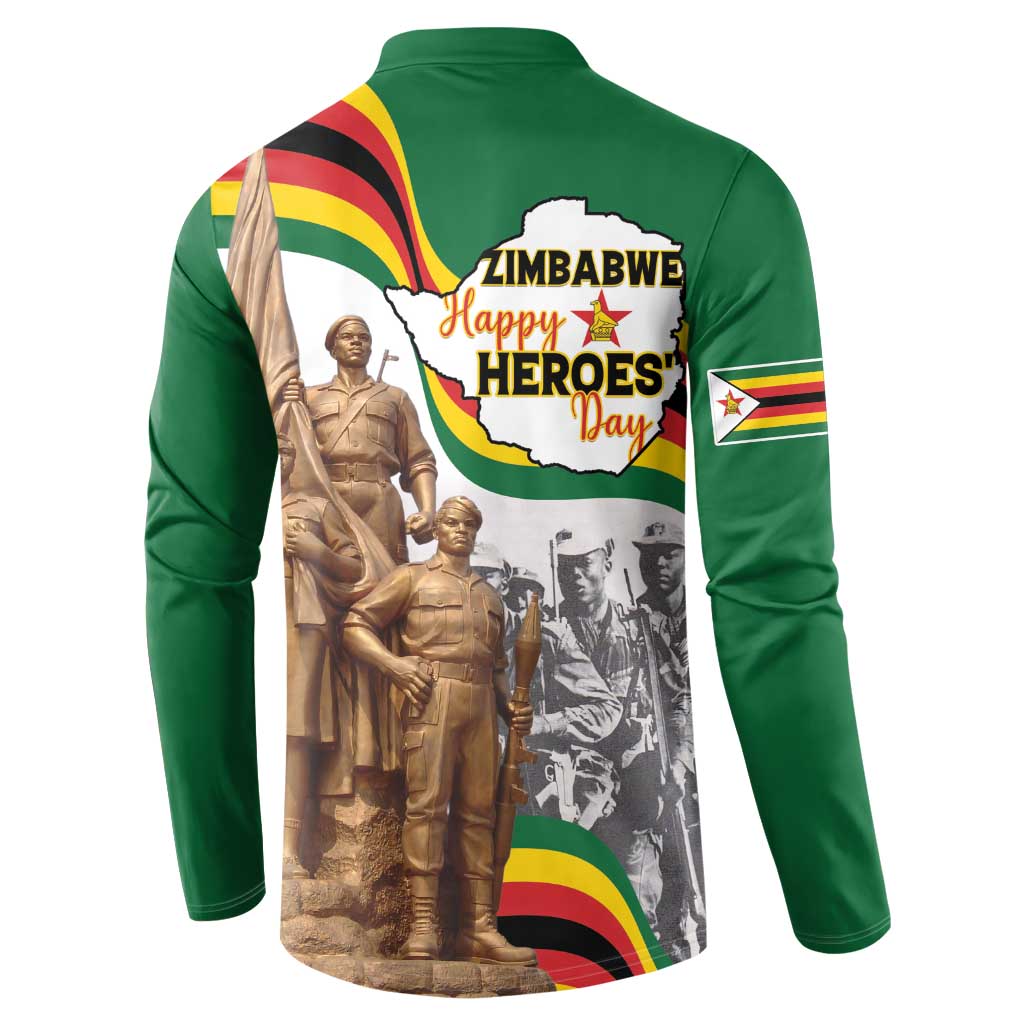 Happy Heroes Day Zimbabwe Button Sweatshirt Lest We Forget - Wonder Print Shop