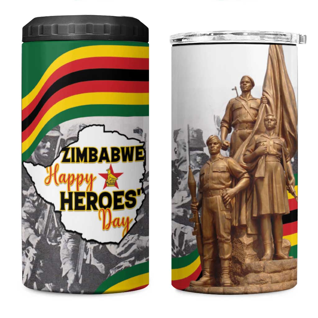 Happy Heroes Day Zimbabwe 4 in 1 Can Cooler Tumbler Lest We Forget - Wonder Print Shop
