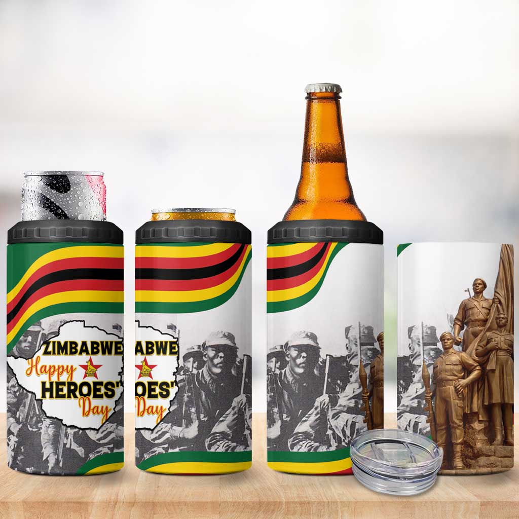 Happy Heroes Day Zimbabwe 4 in 1 Can Cooler Tumbler Lest We Forget - Wonder Print Shop
