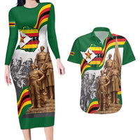 Happy Heroes Day Zimbabwe Couples Matching Long Sleeve Bodycon Dress and Hawaiian Shirt Lest We Forget - Wonder Print Shop