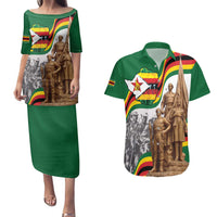 Happy Heroes Day Zimbabwe Couples Matching Puletasi and Hawaiian Shirt Lest We Forget - Wonder Print Shop