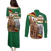 Happy Heroes Day Zimbabwe Couples Matching Puletasi and Long Sleeve Button Shirt Lest We Forget - Wonder Print Shop
