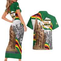 Happy Heroes Day Zimbabwe Couples Matching Short Sleeve Bodycon Dress and Hawaiian Shirt Lest We Forget - Wonder Print Shop