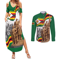 Happy Heroes Day Zimbabwe Couples Matching Summer Maxi Dress and Long Sleeve Button Shirt Lest We Forget - Wonder Print Shop
