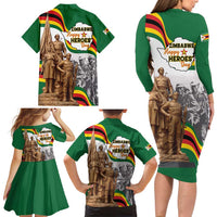 Happy Heroes Day Zimbabwe Family Matching Long Sleeve Bodycon Dress and Hawaiian Shirt Lest We Forget - Wonder Print Shop