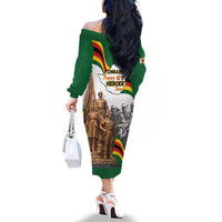 Happy Heroes Day Zimbabwe Family Matching Off The Shoulder Long Sleeve Dress and Hawaiian Shirt Lest We Forget - Wonder Print Shop