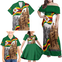 Happy Heroes Day Zimbabwe Family Matching Off Shoulder Maxi Dress and Hawaiian Shirt Lest We Forget - Wonder Print Shop