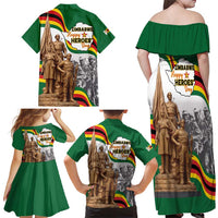 Happy Heroes Day Zimbabwe Family Matching Off Shoulder Maxi Dress and Hawaiian Shirt Lest We Forget - Wonder Print Shop