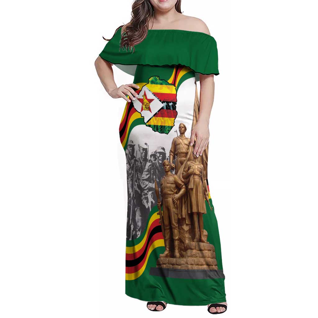 Happy Heroes Day Zimbabwe Family Matching Off Shoulder Maxi Dress and Hawaiian Shirt Lest We Forget - Wonder Print Shop