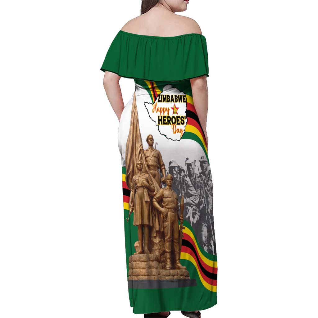Happy Heroes Day Zimbabwe Family Matching Off Shoulder Maxi Dress and Hawaiian Shirt Lest We Forget - Wonder Print Shop