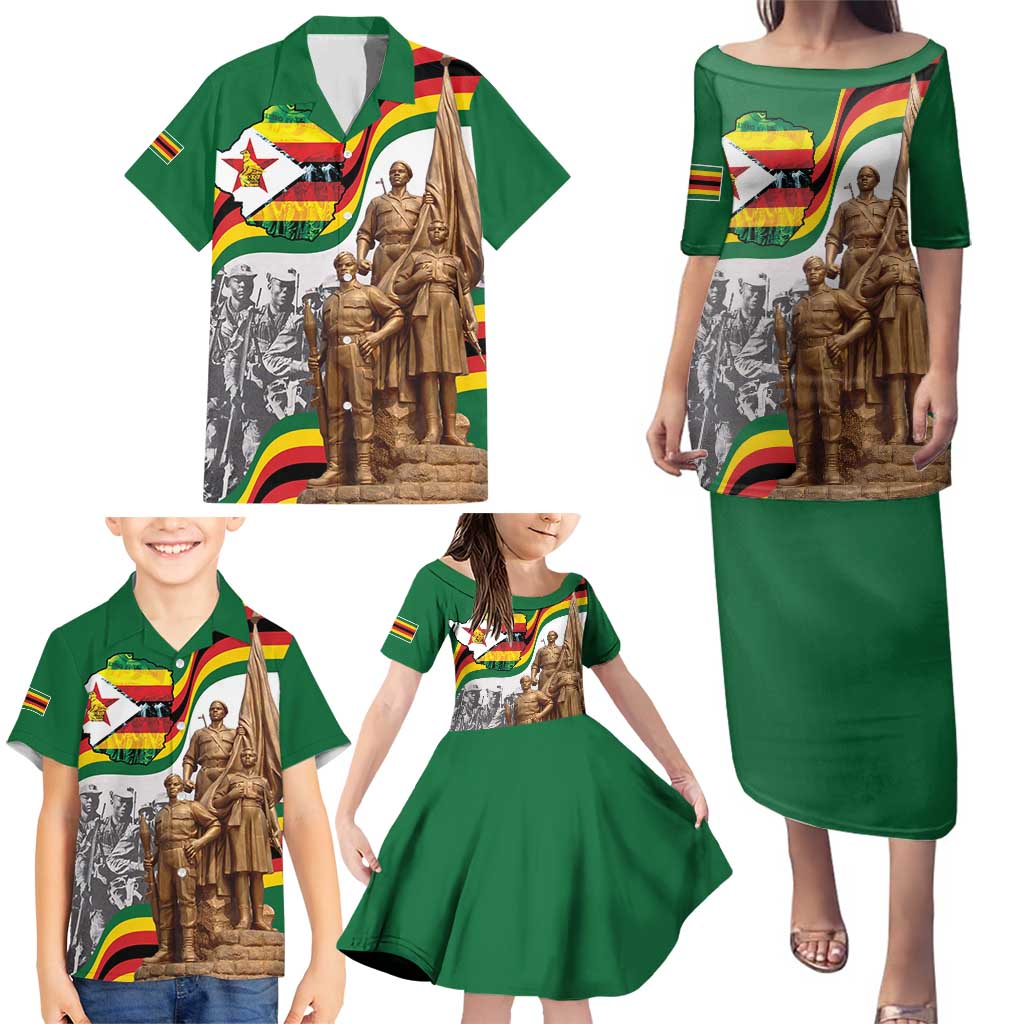 Happy Heroes Day Zimbabwe Family Matching Puletasi and Hawaiian Shirt Lest We Forget - Wonder Print Shop