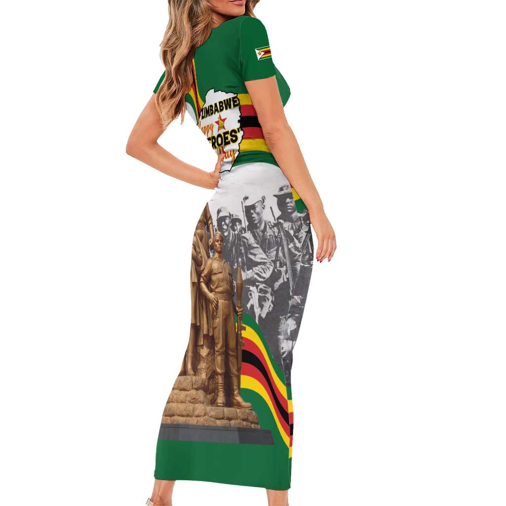 Happy Heroes Day Zimbabwe Family Matching Short Sleeve Bodycon Dress and Hawaiian Shirt Lest We Forget - Wonder Print Shop