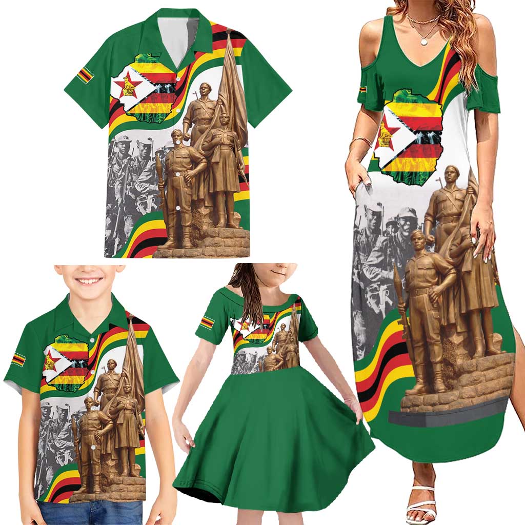 Happy Heroes Day Zimbabwe Family Matching Summer Maxi Dress and Hawaiian Shirt Lest We Forget - Wonder Print Shop