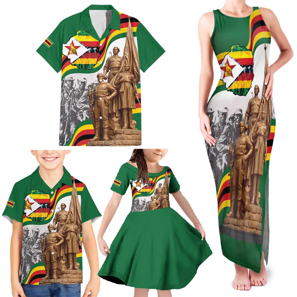 Happy Heroes Day Zimbabwe Family Matching Tank Maxi Dress and Hawaiian Shirt Lest We Forget - Wonder Print Shop