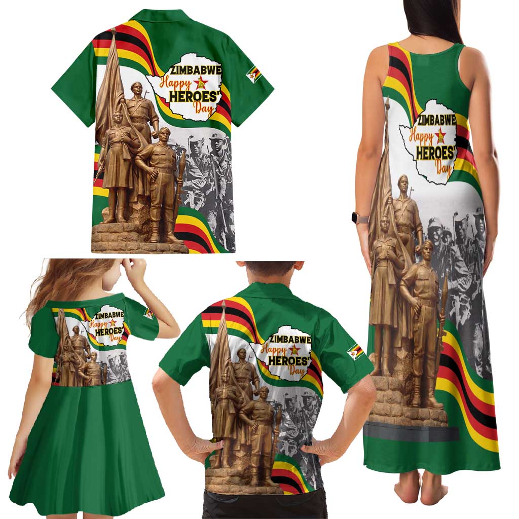 Happy Heroes Day Zimbabwe Family Matching Tank Maxi Dress and Hawaiian Shirt Lest We Forget - Wonder Print Shop
