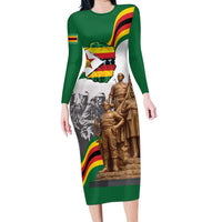 Happy Heroes Day Zimbabwe Long Sleeve Bodycon Dress Lest We Forget - Wonder Print Shop