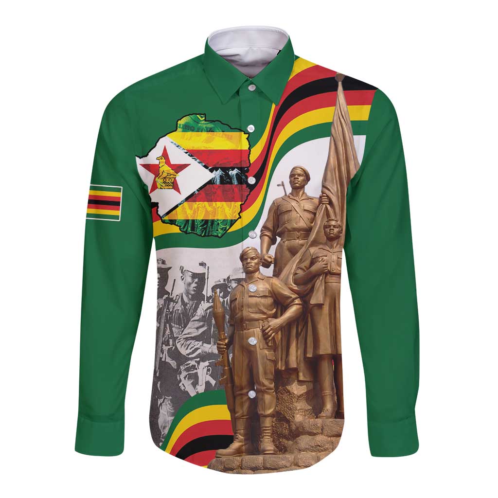 Happy Heroes Day Zimbabwe Long Sleeve Button Shirt Lest We Forget - Wonder Print Shop