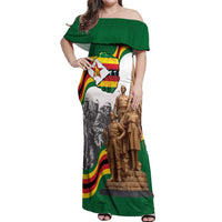 Happy Heroes Day Zimbabwe Off Shoulder Maxi Dress Lest We Forget - Wonder Print Shop