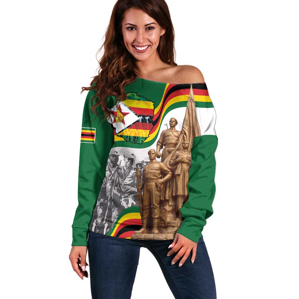 Happy Heroes Day Zimbabwe Off Shoulder Sweater Lest We Forget - Wonder Print Shop