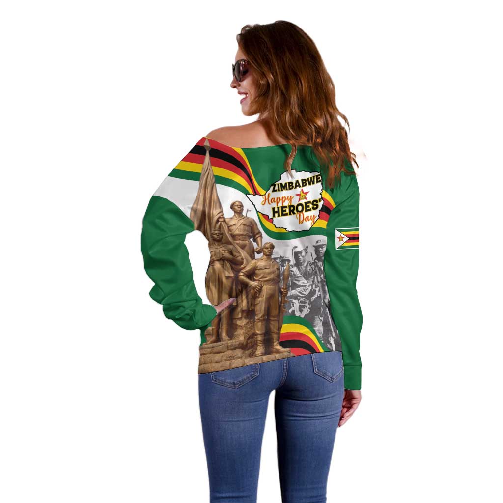 Happy Heroes Day Zimbabwe Off Shoulder Sweater Lest We Forget - Wonder Print Shop