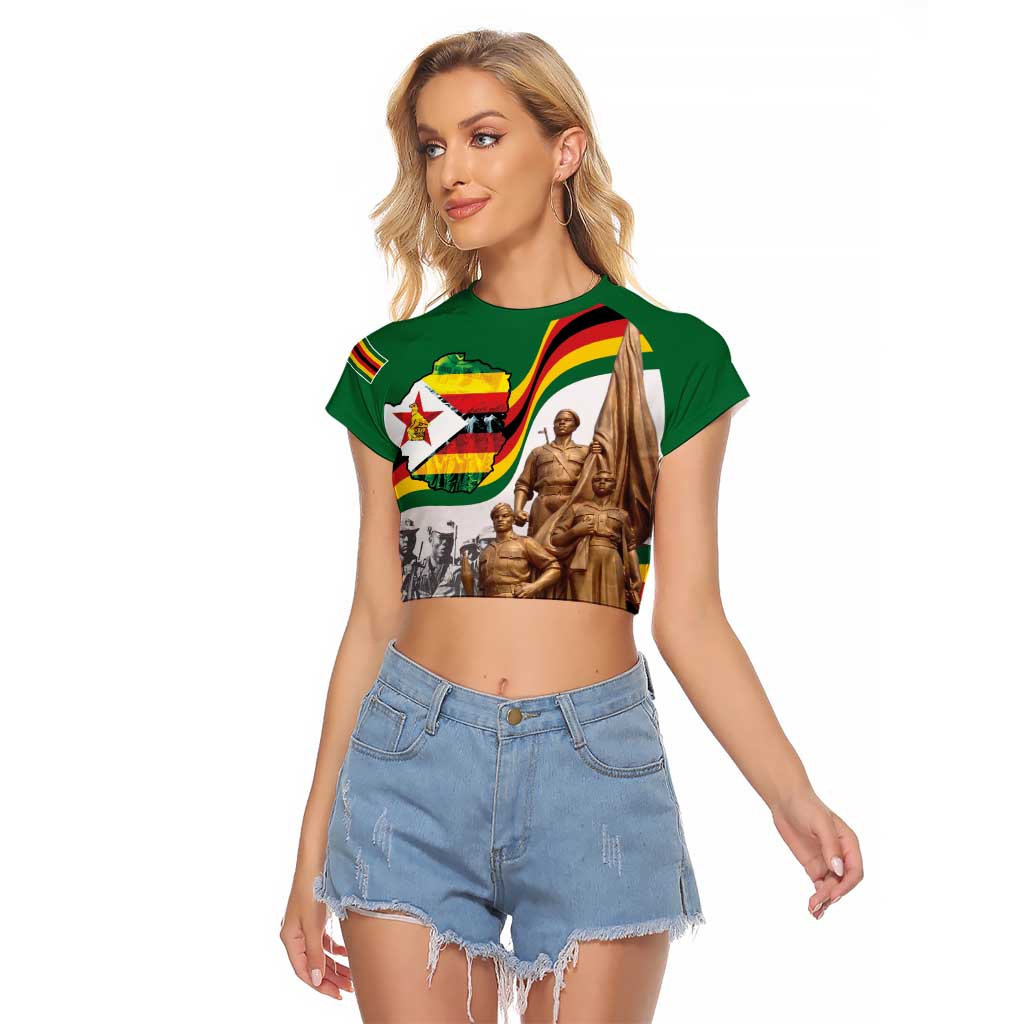 Happy Heroes Day Zimbabwe Raglan Cropped T Shirt Lest We Forget - Wonder Print Shop