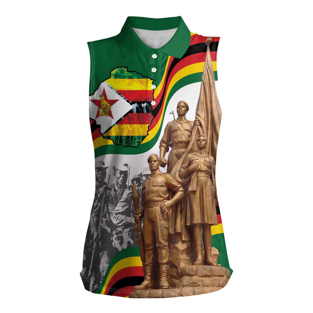 Happy Heroes Day Zimbabwe Women Sleeveless Polo Shirt Lest We Forget - Wonder Print Shop