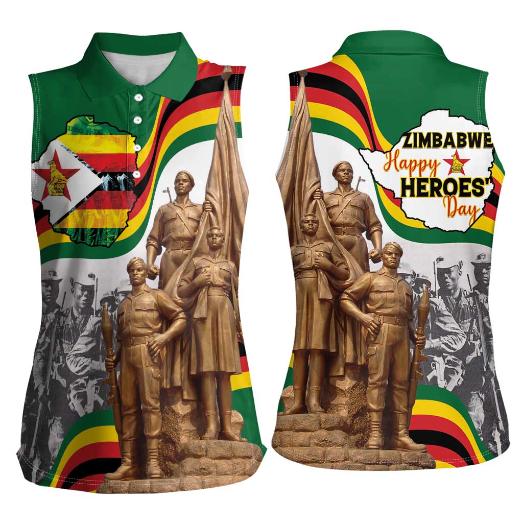 Happy Heroes Day Zimbabwe Women Sleeveless Polo Shirt Lest We Forget - Wonder Print Shop