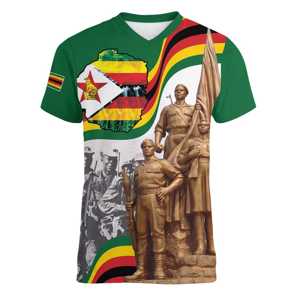 Happy Heroes Day Zimbabwe Women V-Neck T-Shirt Lest We Forget - Wonder Print Shop