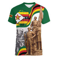 Happy Heroes Day Zimbabwe Women V-Neck T-Shirt Lest We Forget - Wonder Print Shop