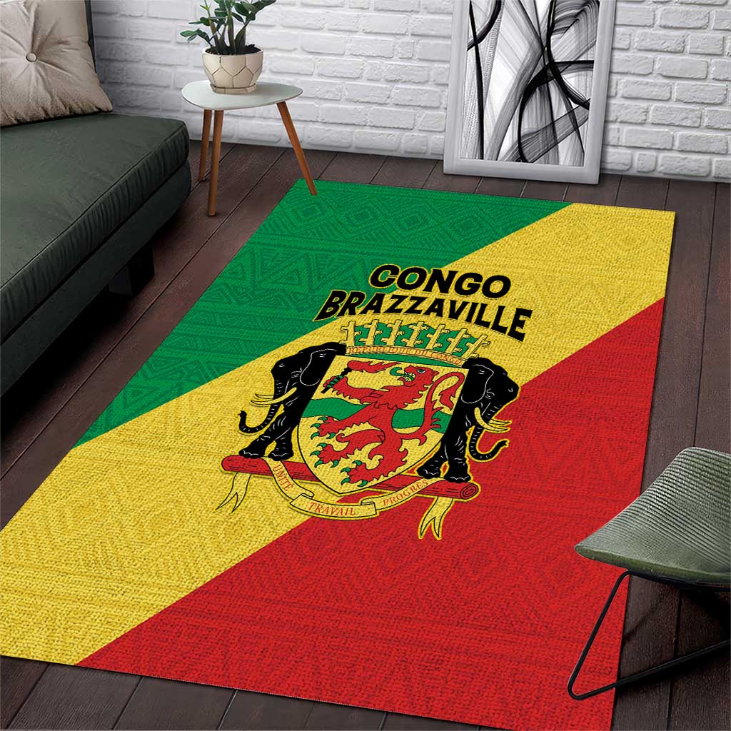 Congo Brazzaville Area Rug Coat Of Arms With Map - Flag Style - Wonder Print Shop