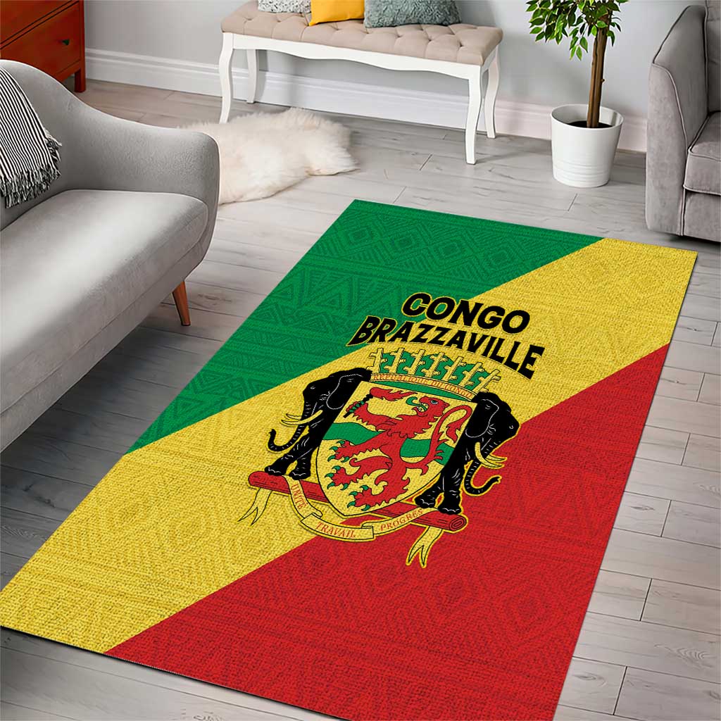 Congo Brazzaville Area Rug Coat Of Arms With Map - Flag Style - Wonder Print Shop
