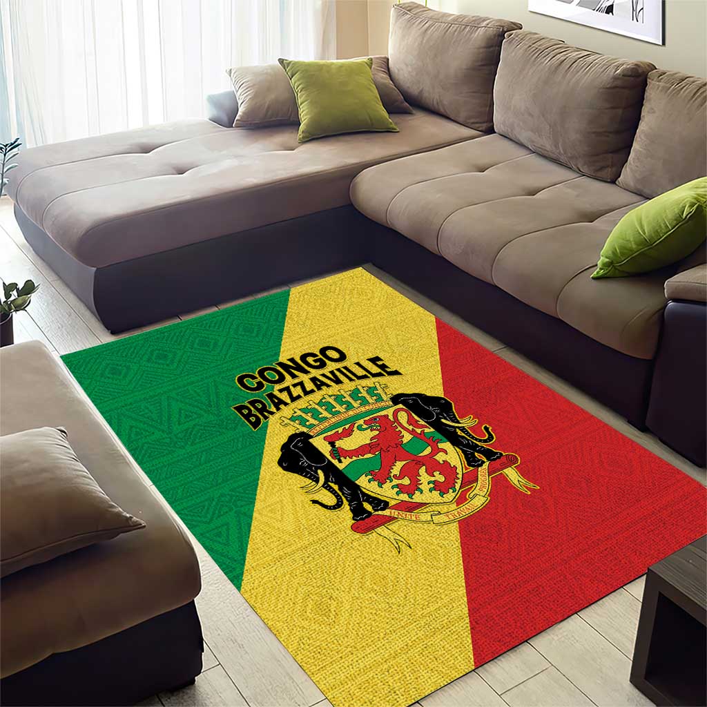 Congo Brazzaville Area Rug Coat Of Arms With Map - Flag Style - Wonder Print Shop