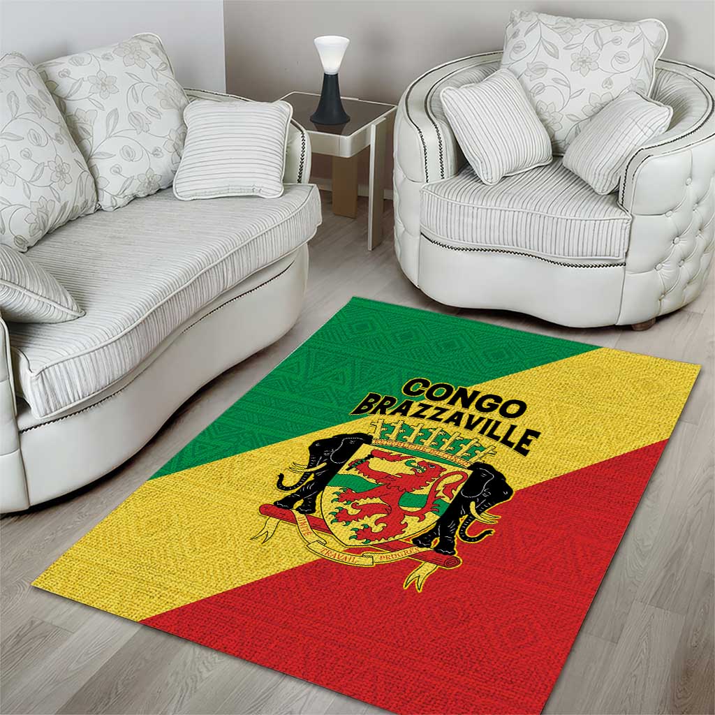Congo Brazzaville Area Rug Coat Of Arms With Map - Flag Style - Wonder Print Shop