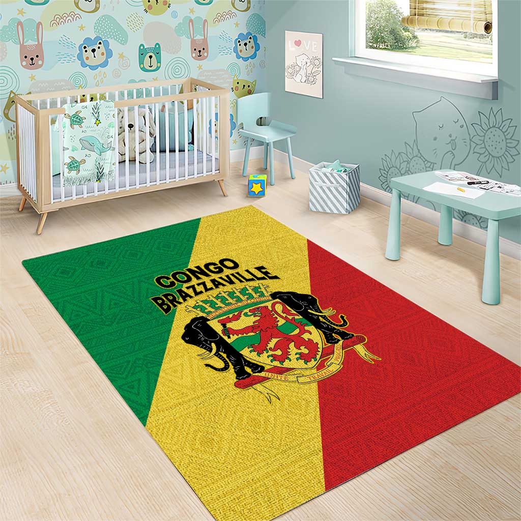 Congo Brazzaville Area Rug Coat Of Arms With Map - Flag Style - Wonder Print Shop