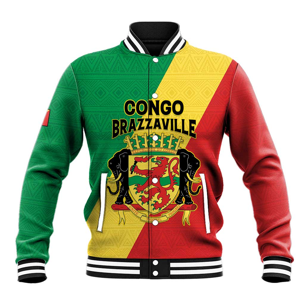 Personalized Congo Brazzaville Baseball Jacket Coat Of Arms With Map - Flag Style - Wonder Print Shop