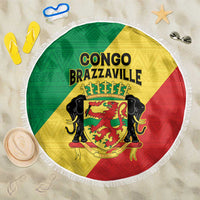 Congo Brazzaville Beach Blanket Coat Of Arms With Map - Flag Style - Wonder Print Shop