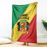 Congo Brazzaville Blanket Coat Of Arms With Map - Flag Style - Wonder Print Shop