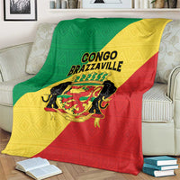 Congo Brazzaville Blanket Coat Of Arms With Map - Flag Style - Wonder Print Shop