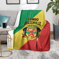 Congo Brazzaville Blanket Coat Of Arms With Map - Flag Style - Wonder Print Shop