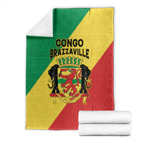 Congo Brazzaville Blanket Coat Of Arms With Map - Flag Style - Wonder Print Shop
