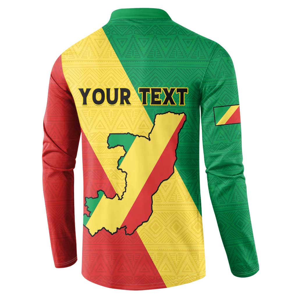 Personalized Congo Brazzaville Button Sweatshirt Coat Of Arms With Map - Flag Style - Wonder Print Shop