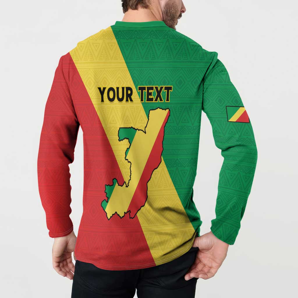 Personalized Congo Brazzaville Button Sweatshirt Coat Of Arms With Map - Flag Style - Wonder Print Shop