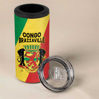 Personalized Congo Brazzaville 4 in 1 Can Cooler Tumbler Coat Of Arms With Map - Flag Style - Wonder Print Shop