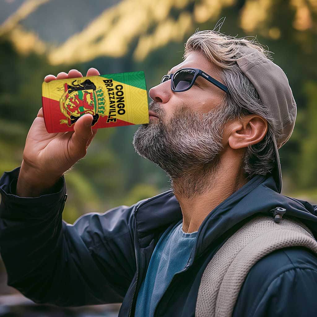 Personalized Congo Brazzaville 4 in 1 Can Cooler Tumbler Coat Of Arms With Map - Flag Style - Wonder Print Shop