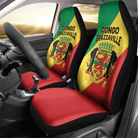Congo Brazzaville Car Seat Cover Coat Of Arms With Map - Flag Style - Wonder Print Shop